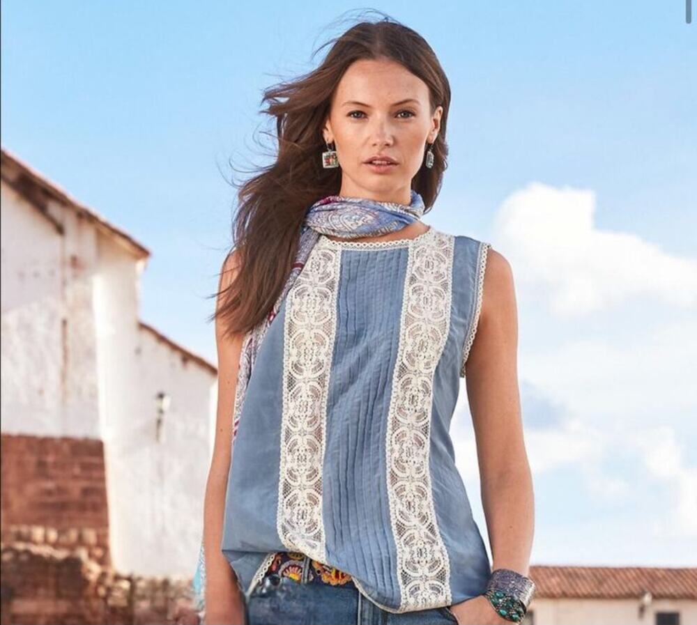 Sundance Mia Bella Top Womens M Cotton Silk Lace summergirl boho